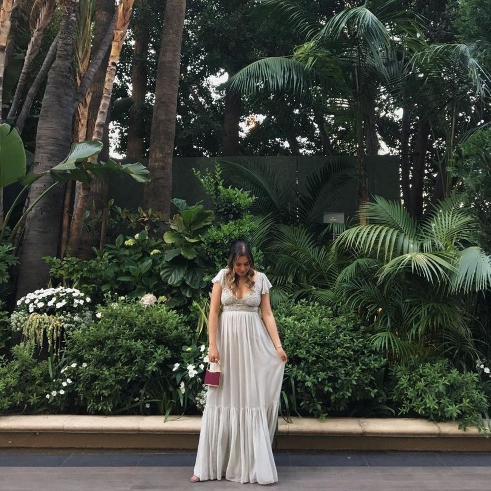 BHLDN champagne grey Gown